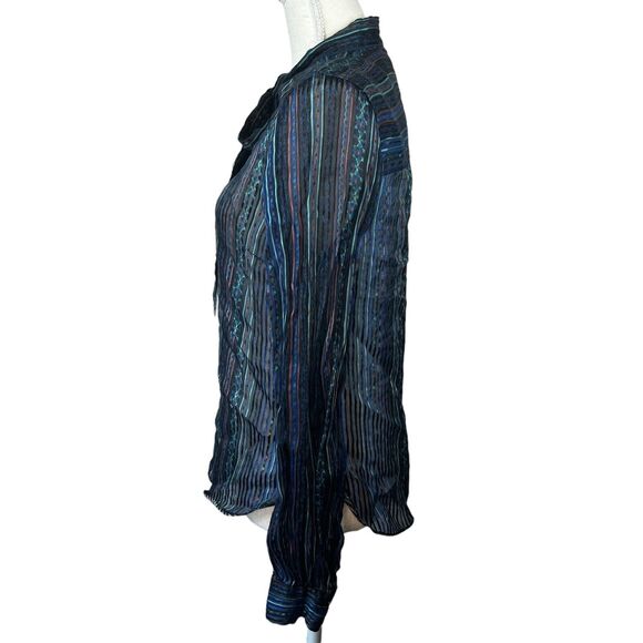 Veronica Beard Malaya Tie-Neck Printed Silk Devoré-Satin Blouse Size 8 - Picture 8 of 14